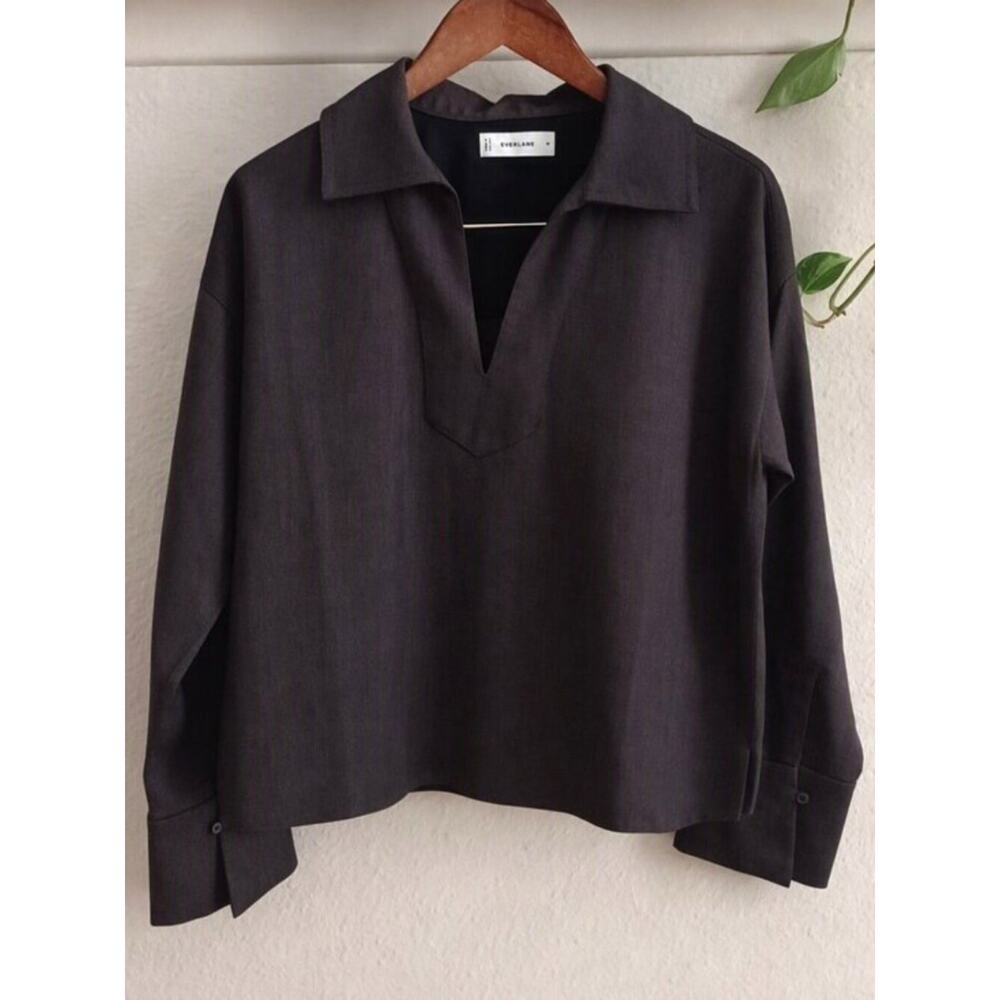 Everlane Tailor Twill Overshirt Heathered Fudge M - Picture 2 of 12